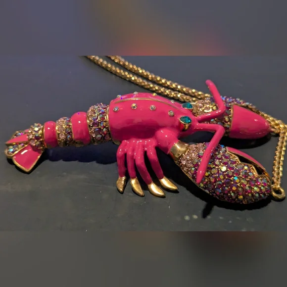 Betsey Johnson Pink and Gold Lobster Necklace - Picture 5 of 14
